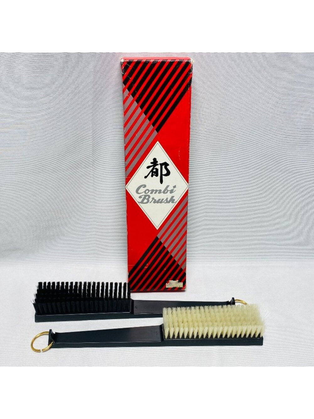 Combi Fabric Lint Brushes Japan-Made Plastic Handle & Brass Ring Set Of 2